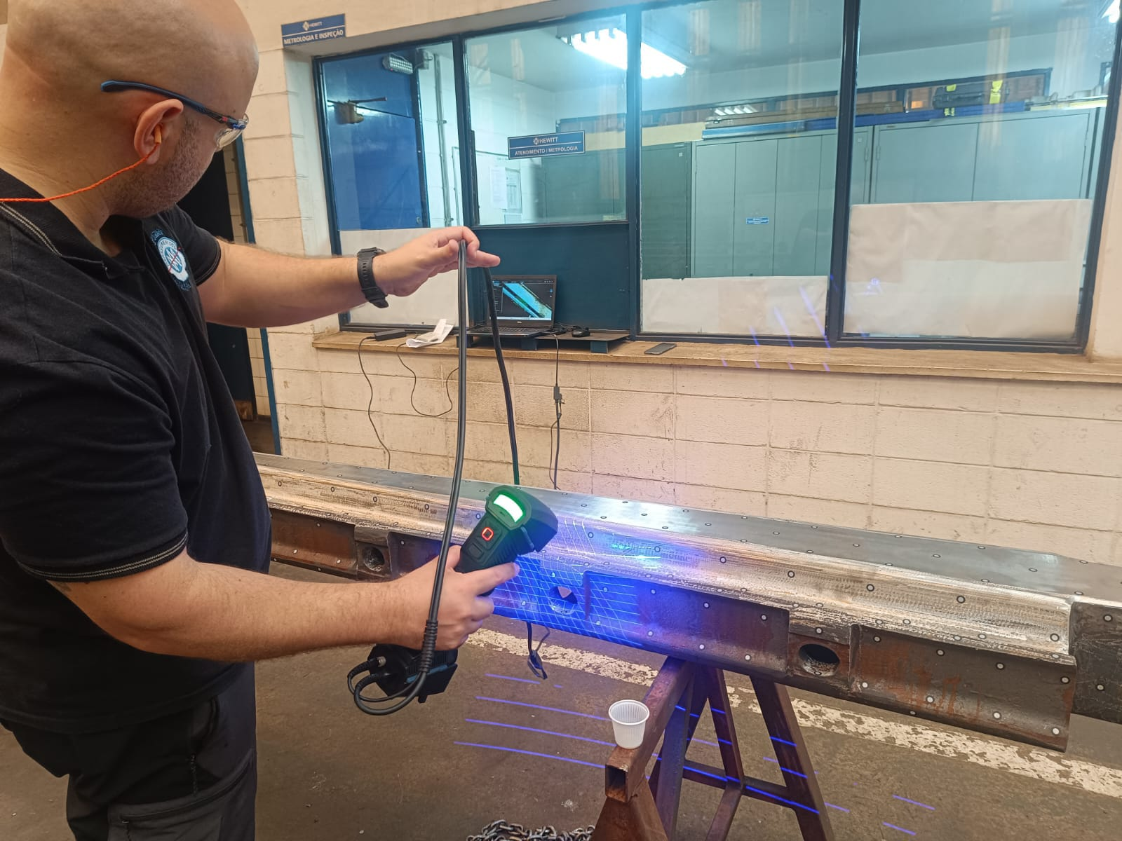 Escaneamento 3D em aplicação de metrologia industrial